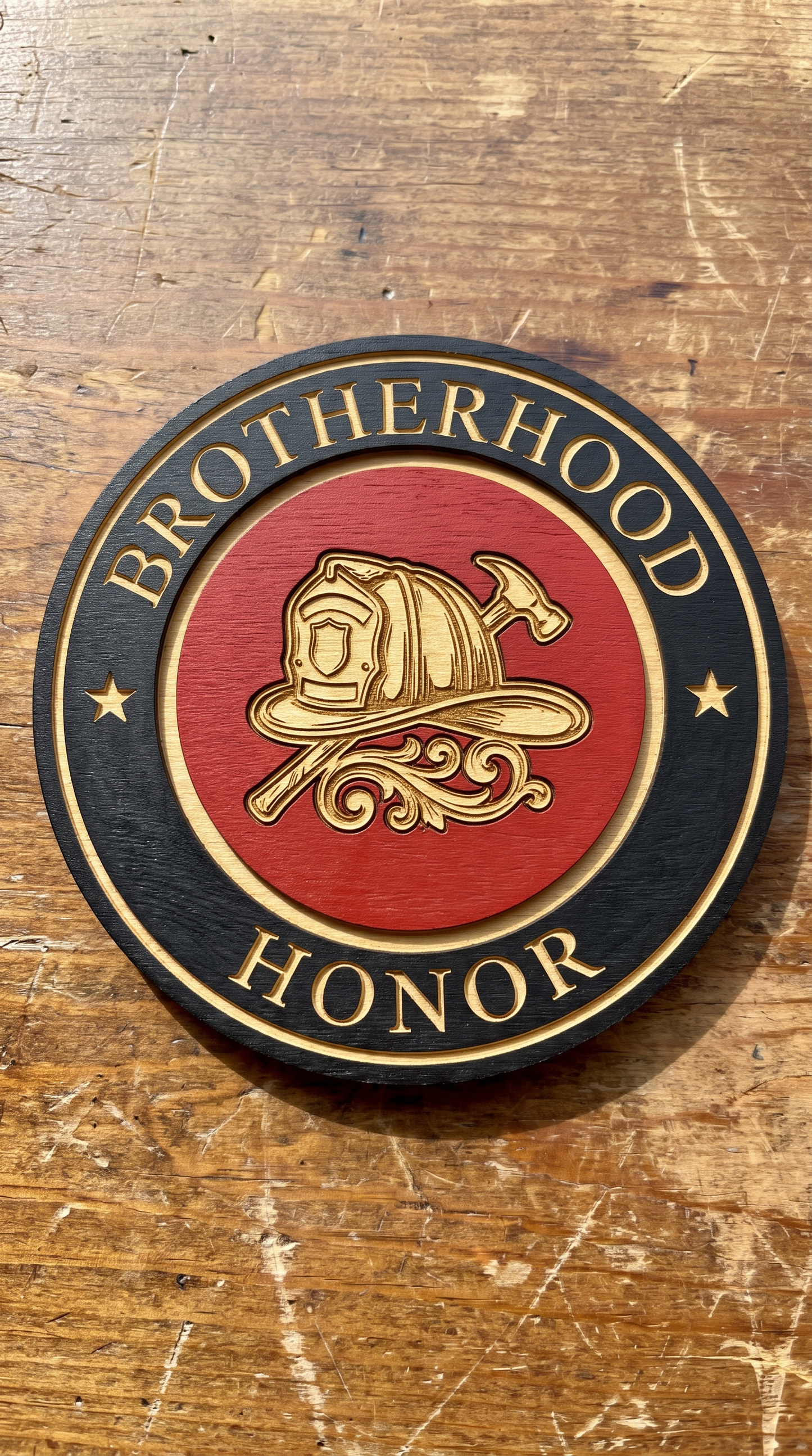 Firefighter Legacy Wooden Coaster Set – Handmade Fire Department Coasters (6-Piece)