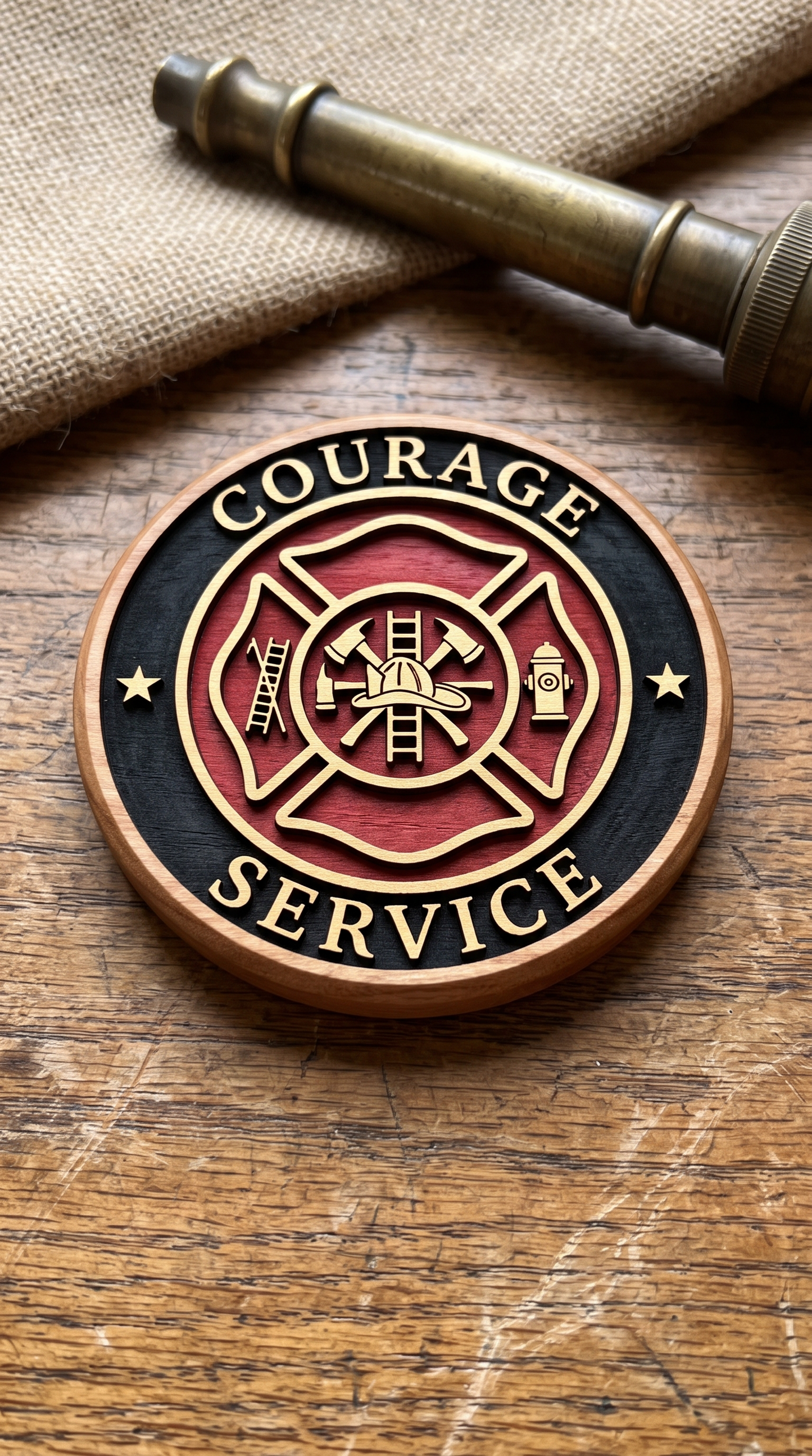 Firefighter Legacy Wooden Coaster Set – Handmade Fire Department Coasters (6-Piece)