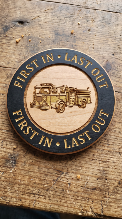 Firefighter Legacy Wooden Coaster Set – Handmade Fire Department Coasters (6-Piece)