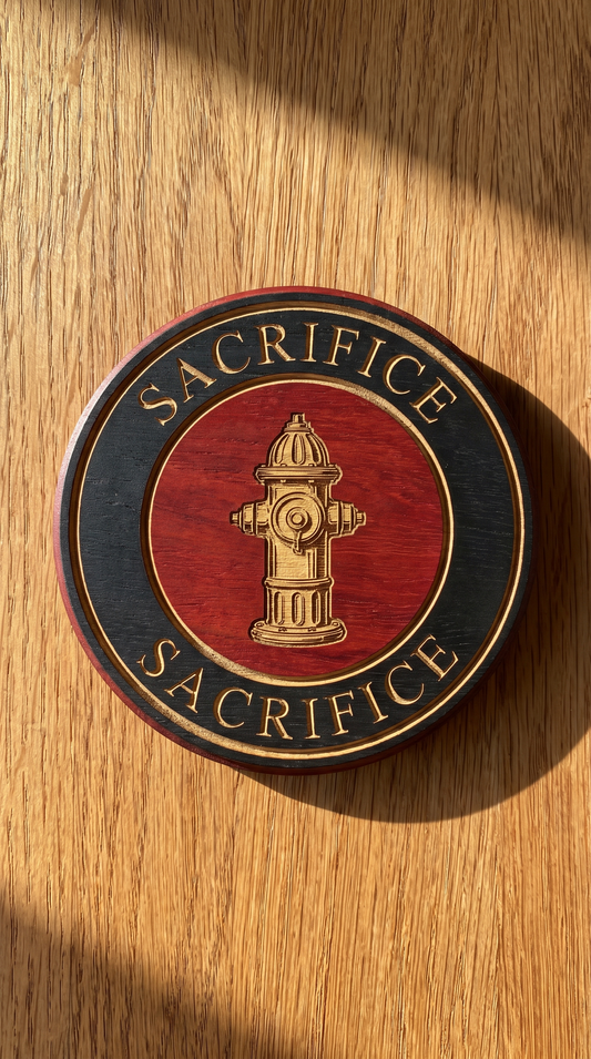 Firefighter Legacy Wooden Coaster Set – Handmade Fire Department Coasters (6-Piece)