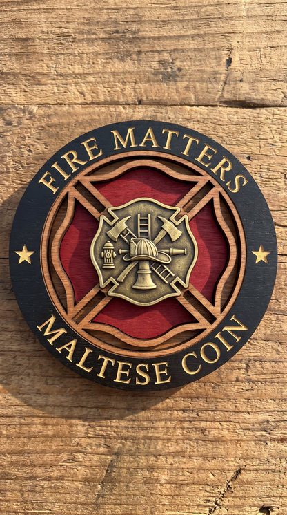Firefighter Legacy Wooden Coaster Set – Handmade Fire Department Coasters (6-Piece)